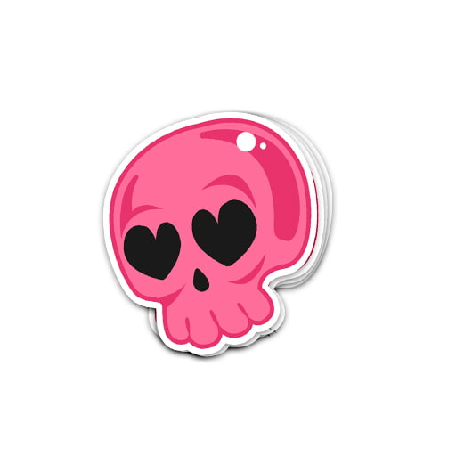 استیکر skull emoji love