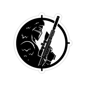 استیکر لپ تاپ لوگو گیمینگ - سرباز تفنگ به دست