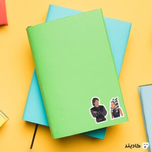 استیکر لپ تاپ آناکین و آسوکا روی دفترچه