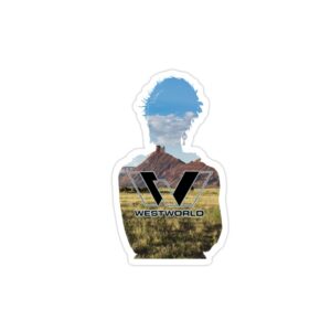 استیکر لپ تاپ لوگوی وست ورلد با زمینه کوه