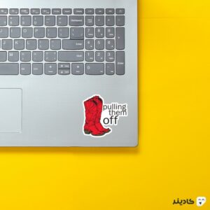 استیکر لپ تاپ آشنایی با مادر - کفش های قرمز روی لپتاپ