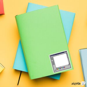 استیکر لپ تاپ بیل گیتس - محیط نقاشی ویندوز قدیمی روی دفترچه