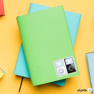 استیکر لپ تاپ استیو جابز - ایپاد روی دفترچه