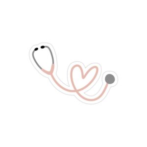استیکر لپ تاپ استیکر لپ تاپ پزشکی - گوشی پزشکی قلب صورتی