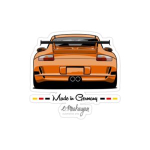 استیکر لپ تاپ شرکت porsche - پورشه GT3 نارنجی