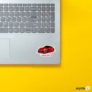استیکر لپ تاپ شرکت porsche - پورشه RWB قرمز رنگ روی لپتاپ