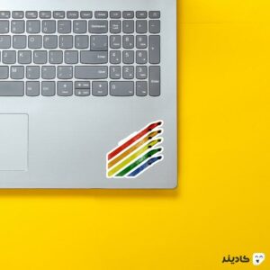 استیکر لپ تاپ شرکت تسلا - تسلا رنگین کمانی روی لپتاپ