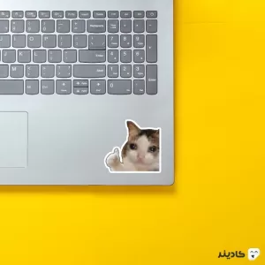 استیکر لپ تاپ استیکر لپ تاپ کول طوری - گربه موافق روی لپتاپ