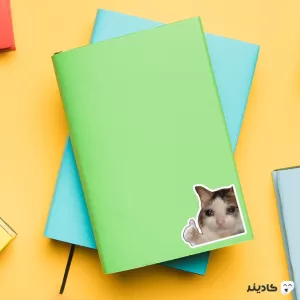 استیکر لپ تاپ استیکر لپ تاپ کول طوری - گربه موافق روی دفترچه