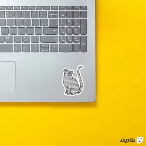 استیکر لپ تاپ استیکر لپ تاپ کول طوری - گربه شرودینگر روی لپتاپ