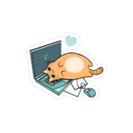 استیکر لپ تاپ استیکر لپ تاپ کول طوری - گربه در حال کد زدن