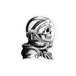 استیکر لپ تاپ سیاه و سفید - فضانورد