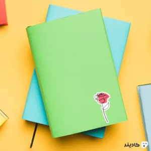استیکر لپ تاپ لاین ارت - گل رز روی دفترچه