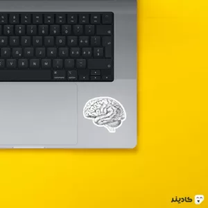 استیکر لپ تاپ سیاه و سفید - مغز روی لپتاپ