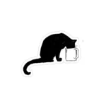استیکر لپ تاپ سیاه و سفید - گربه در فنجان
