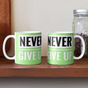 بک گراند سبز Never Give Up ماگ سرامیکی - Image 4