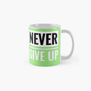 بک گراند سبز Never Give Up ماگ سرامیکی