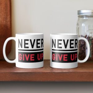 مشکی و قرمز Never Give Up ماگ سرامیکی - Image 4