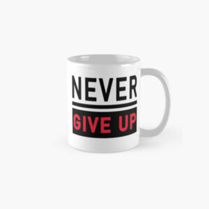 مشکی و قرمز Never Give Up ماگ سرامیکی