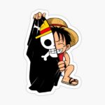 استیکر لپتاپ لوفی و لوگوی one piece