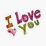استیکر لپتاپ عاشقانه - i love you - رنگی