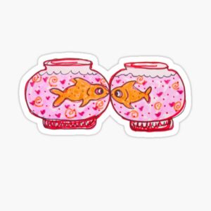 استیکر لپتاپ عاشقانه - fish kiss