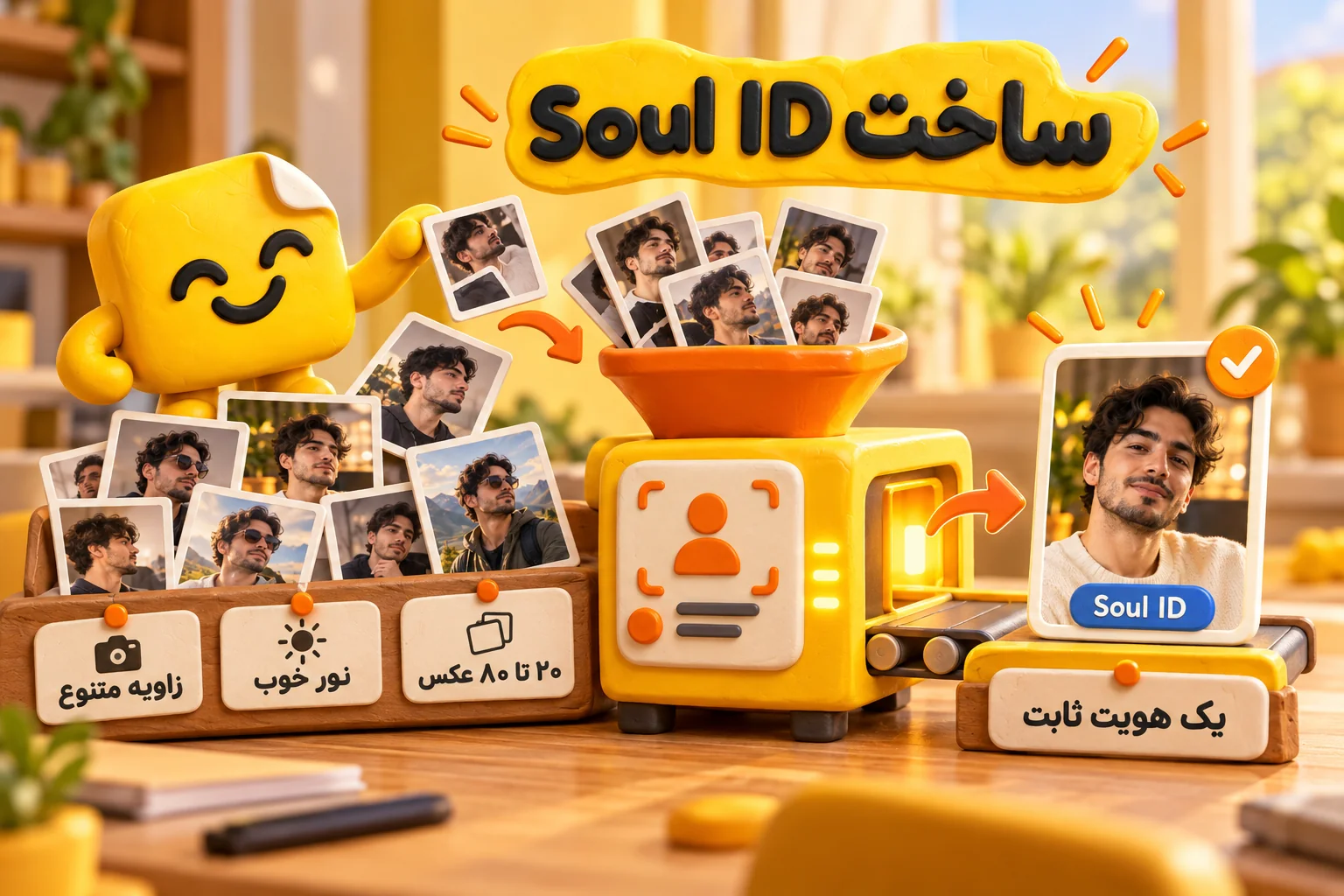 ساخت Soul ID در Higgsfield با ۲۰ تا ۸۰ عکس از زاویه‌های متنوع و نور خوب برای رسیدن به یک هویت ثابت