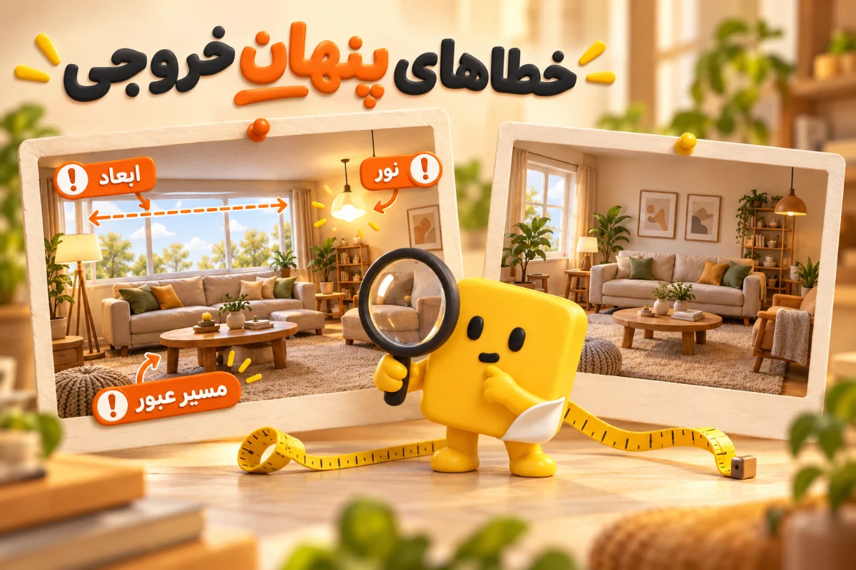 خطاهای پنهان ابعاد، نور و مسیر عبور در خروجی هوش مصنوعی چیدمان منزل