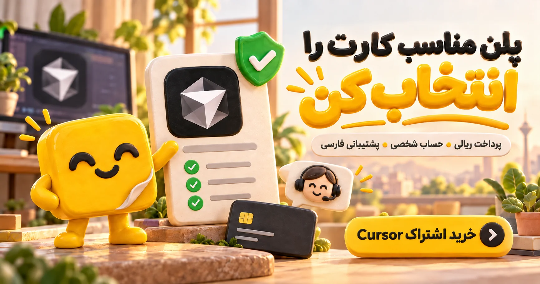 خرید اشتراک Cursor از کادینر با پرداخت ریالی، فعالسازی روی حساب شخصی و پشتیبانی فارسی