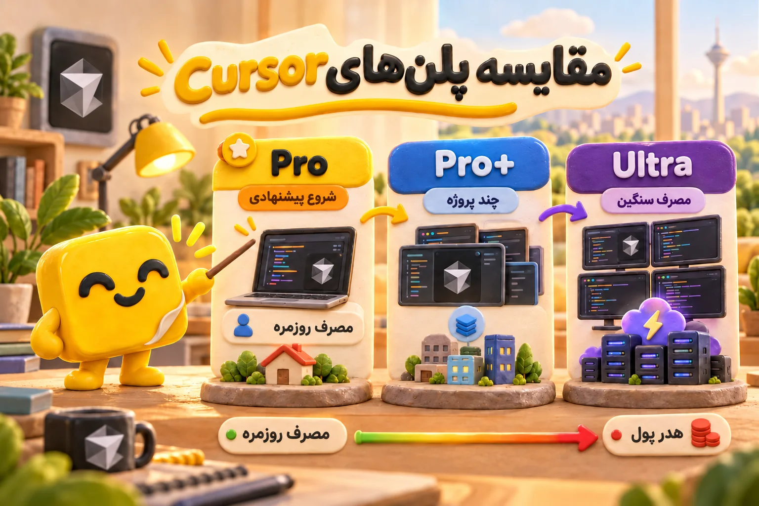 مقایسه پلنهای Pro، Pro+ و Ultra برای خرید اکانت Cursor؛ از مصرف روزمره تا مصرف سنگین