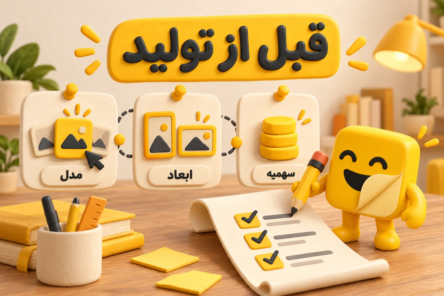 چکلیست کادینری انتخاب مدل، ابعاد و سهمیه پیش از تولید تصویر