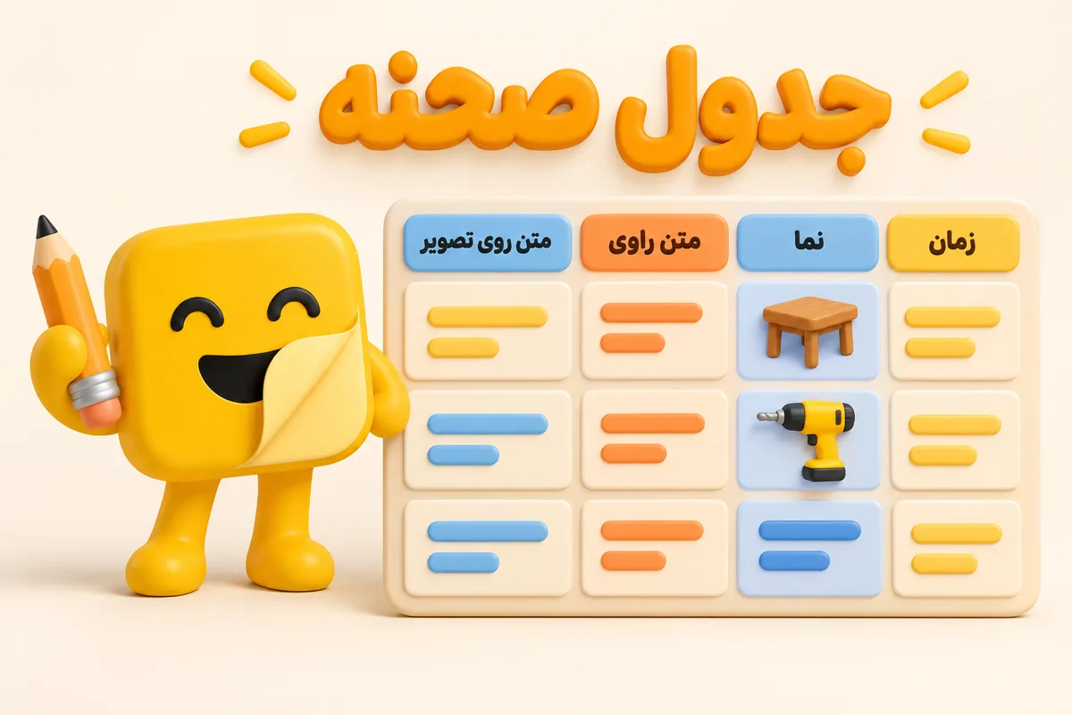 جدول صحنهٔ سناریو نویسی با هوش مصنوعی