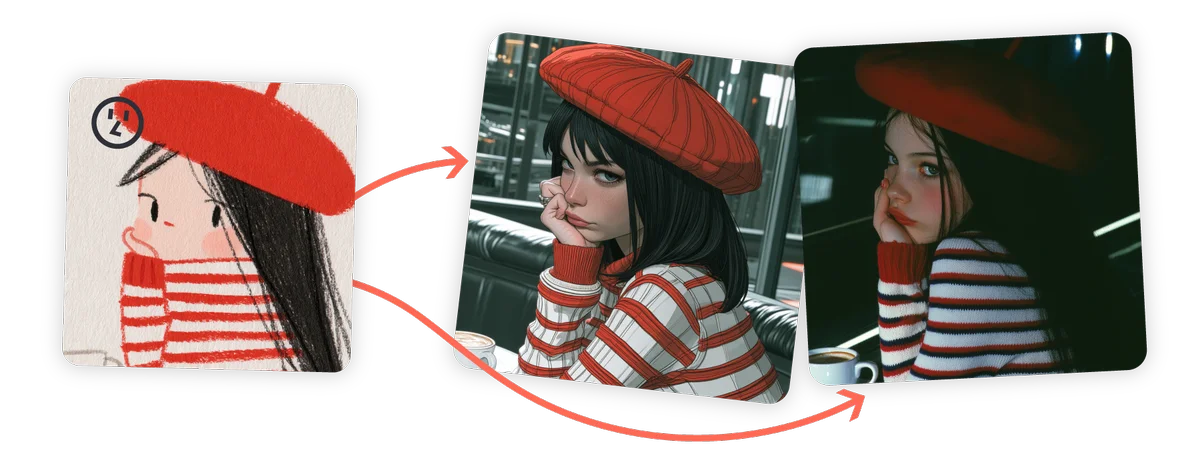 نمونهٔ ویرایش تصویر با Edit Model در Midjourney از روی تصویر مرجع
